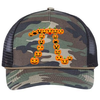 Pumpkin Pi Emoji's Halloween Math 3.14 Retro Rope Trucker Hat Cap