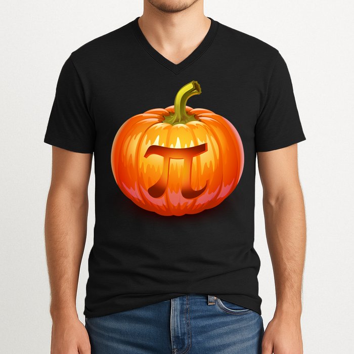 Pumpkin Pi Jack O Lantern V-Neck T-Shirt