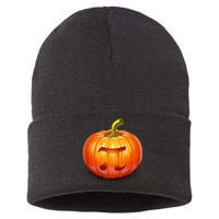 Pumpkin Pi Jack O Lantern Sustainable Knit Beanie