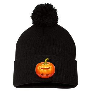 Pumpkin Pi Jack O Lantern Pom Pom 12in Knit Beanie