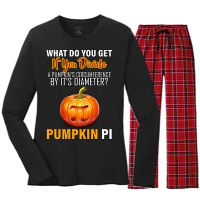 Pumpkin Pi Math Teacher Pun Women's Long Sleeve Flannel Pajama Set 