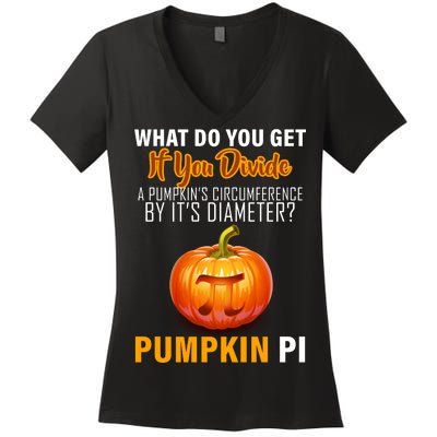 Pumpkin Pi Math Teacher Pun Women's V-Neck T-Shirt