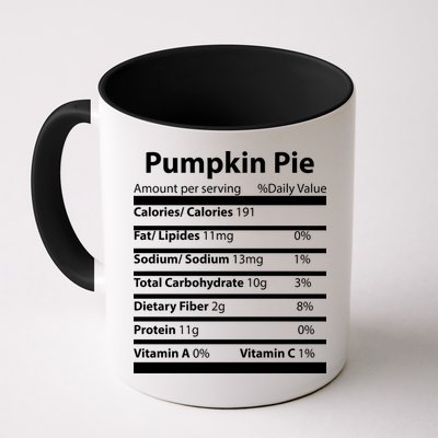 Pumpkin Pie Nutritional Facts Funny Thanksgiving Mug