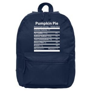 Pumpkin Pie Nutritional Facts Funny Thanksgiving 16 in Basic Backpack