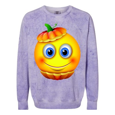 Pumpkin Smiley Emoji Colorblast Crewneck Sweatshirt