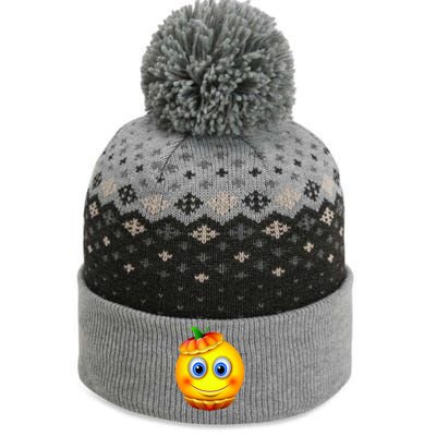 Pumpkin Smiley Emoji The Baniff Cuffed Pom Beanie