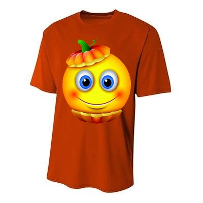 Pumpkin Smiley Emoji Performance Sprint T-Shirt