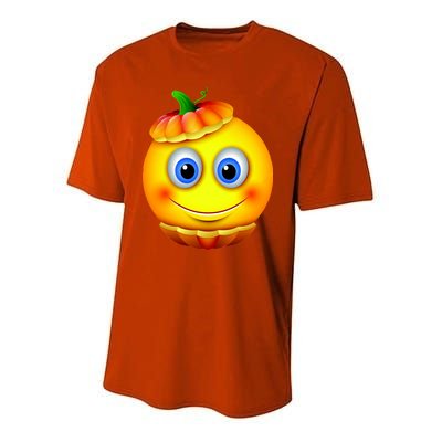 Pumpkin Smiley Emoji Youth Performance Sprint T-Shirt