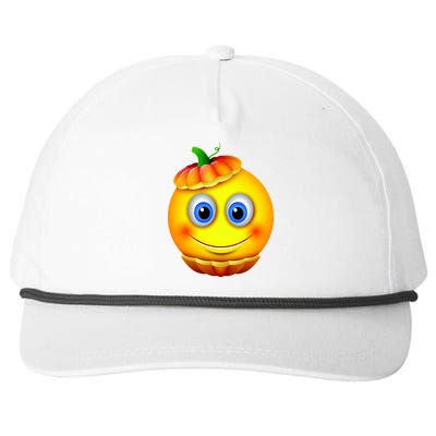 Pumpkin Smiley Emoji Snapback Five-Panel Rope Hat