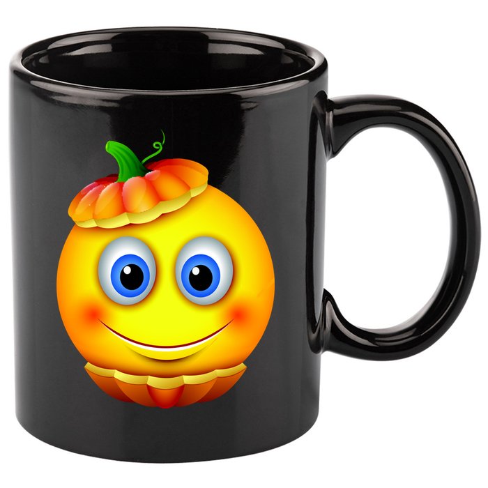 Pumpkin Smiley Emoji 11oz C Handle Ceramic Mug