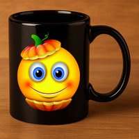 Pumpkin Smiley Emoji 11oz C Handle Ceramic Mug