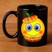 Pumpkin Smiley Emoji 11oz C Handle Ceramic Mug