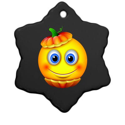 Pumpkin Smiley Emoji Ceramic Star Ornament