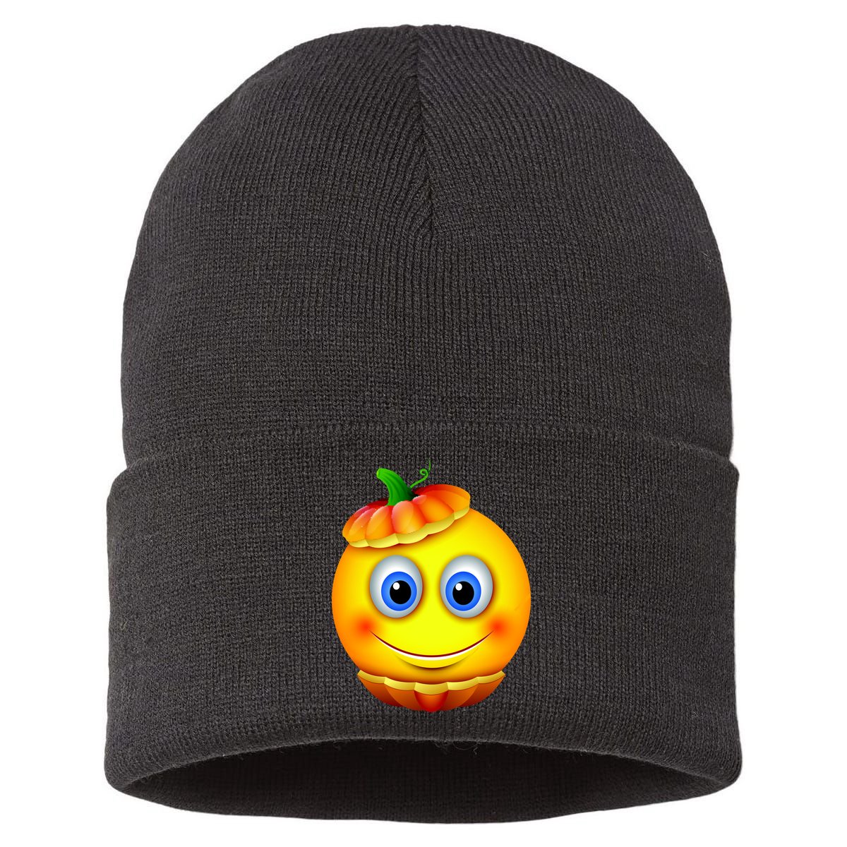 Pumpkin Smiley Emoji Sustainable Knit Beanie