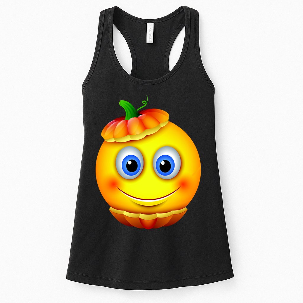 Pumpkin Smiley Emoji Womens Tank Top