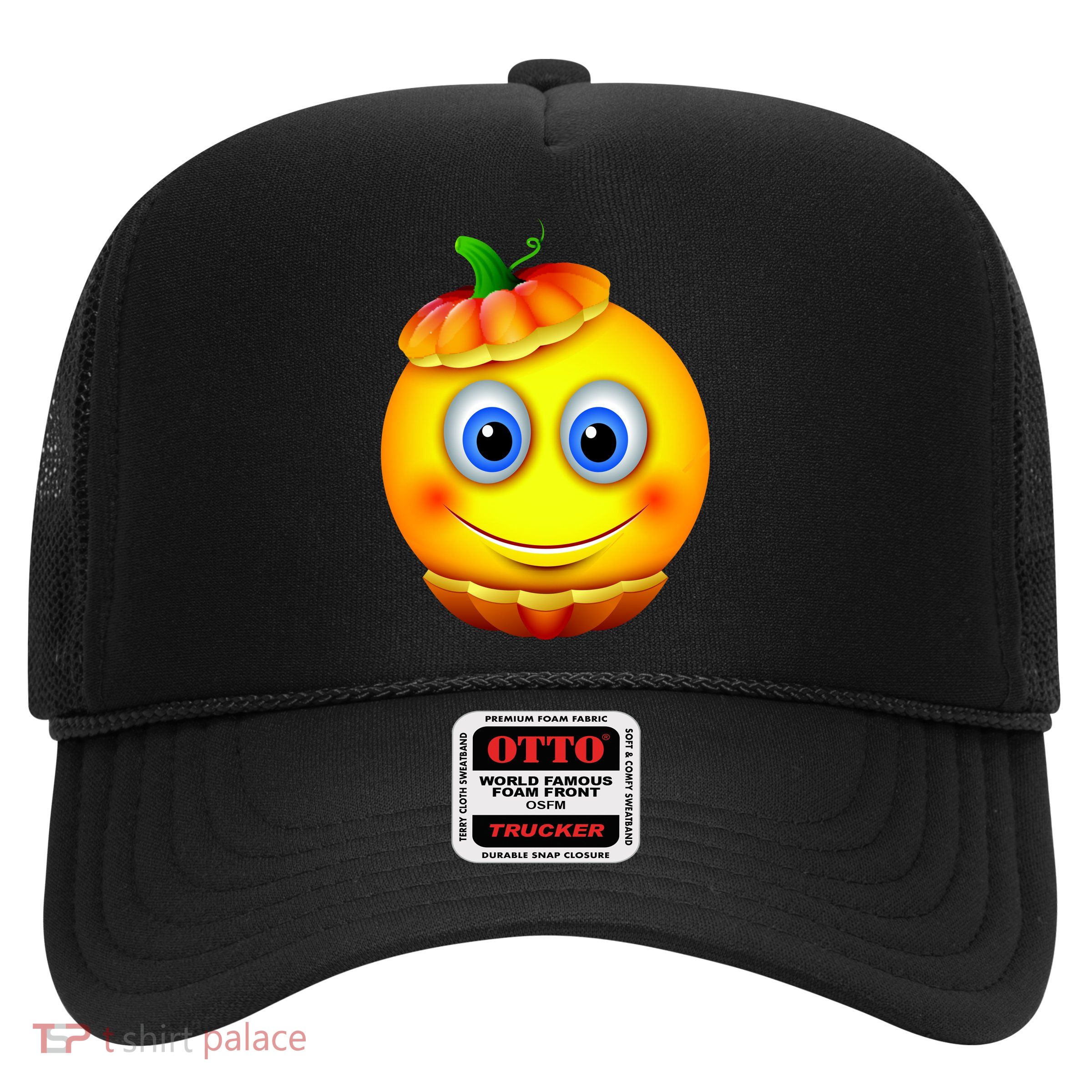 Pumpkin Smiley Emoji Trucker Hat