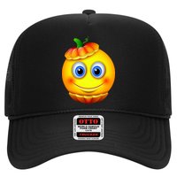 Pumpkin Smiley Emoji Trucker Hat
