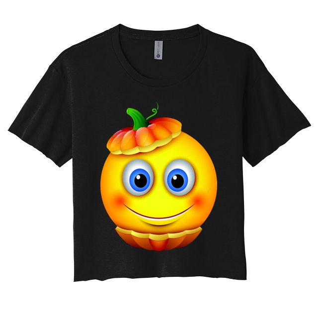 Pumpkin Smiley Emoji Crop Top