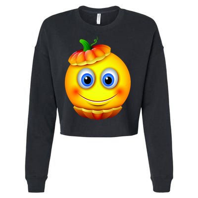 Pumpkin Smiley Emoji Cropped Pullover Crew