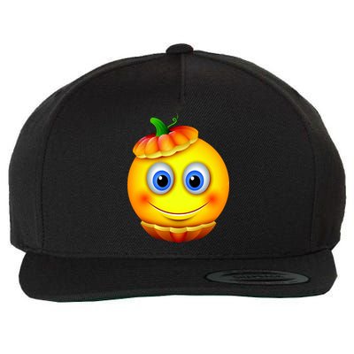 Pumpkin Smiley Emoji Wool Snapback Cap