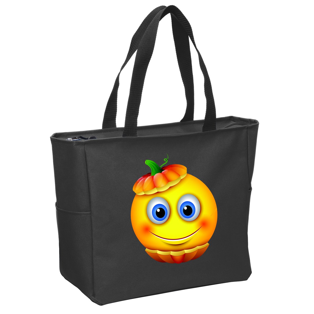 Pumpkin Smiley Emoji Zip Tote Bag