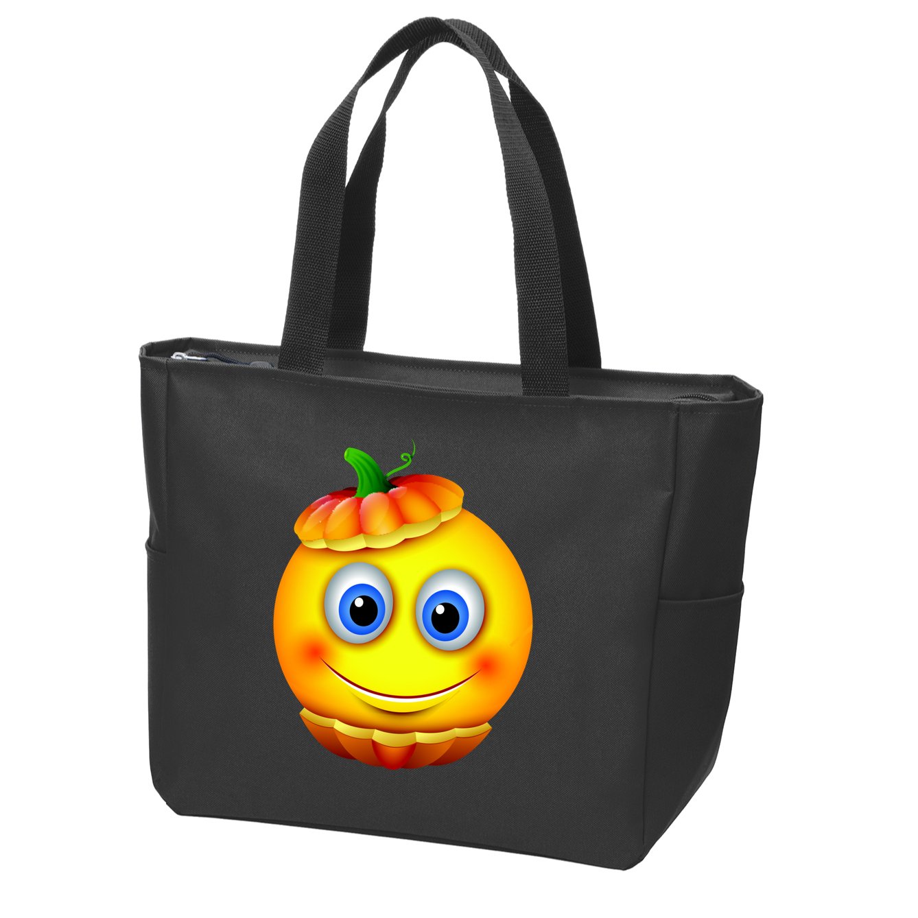 Pumpkin Smiley Emoji Zip Tote Bag