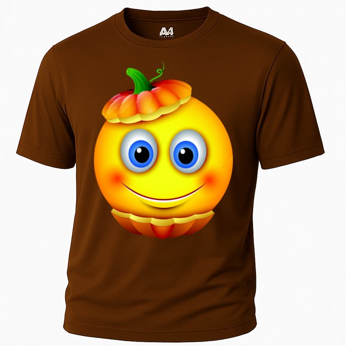 Pumpkin Smiley Emoji Cooling Performance Crew T-Shirt