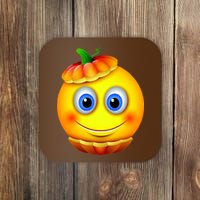 Pumpkin Smiley Emoji Coaster