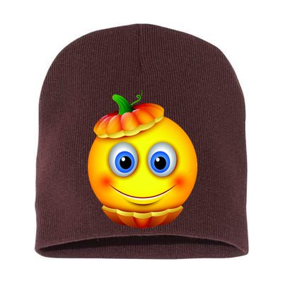 Pumpkin Smiley Emoji Short Acrylic Beanie