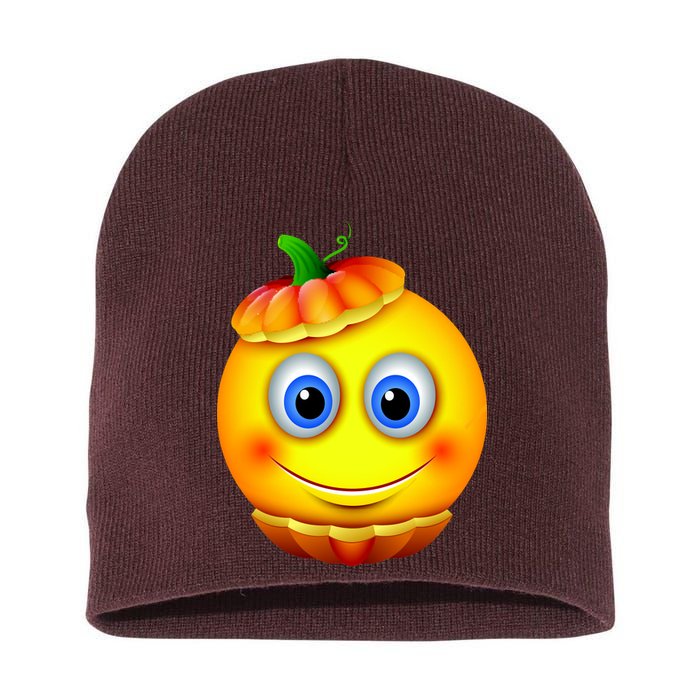 Pumpkin Smiley Emoji Short Acrylic Beanie