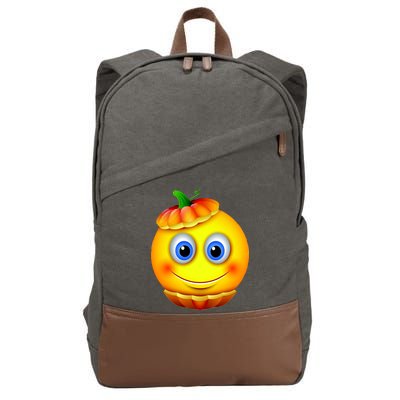 Pumpkin Smiley Emoji Cotton Canvas Backpack