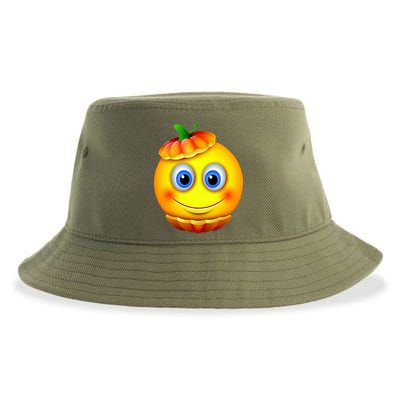 Pumpkin Smiley Emoji Sustainable Bucket Hat