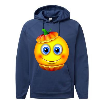 Pumpkin Smiley Emoji Performance Fleece Hoodie