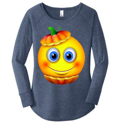 Pumpkin Smiley Emoji Women's Perfect Tri Tunic Long Sleeve Shirt