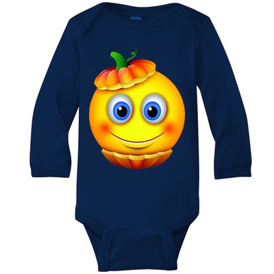 Pumpkin Smiley Emoji Baby Long Sleeve Bodysuit