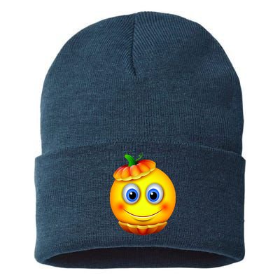 Pumpkin Smiley Emoji Sustainable Knit Beanie