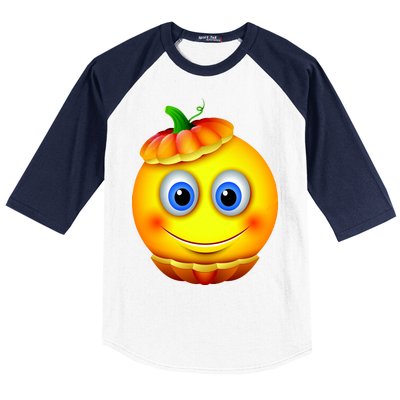 Pumpkin Smiley Emoji Baseball Sleeve Shirt