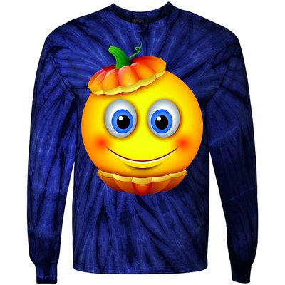 Pumpkin Smiley Emoji Tie-Dye Long Sleeve Shirt