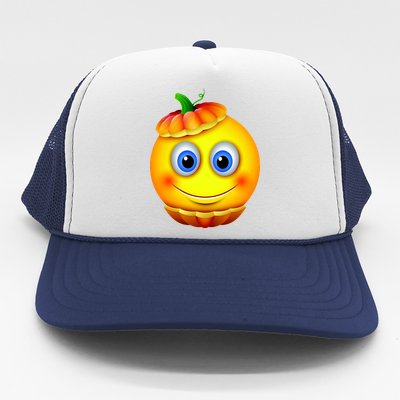 Pumpkin Smiley Emoji Trucker Hat