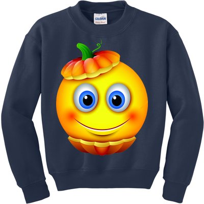 Pumpkin Smiley Emoji Kids Sweatshirt