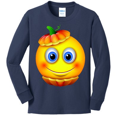 Pumpkin Smiley Emoji Kids Long Sleeve Shirt