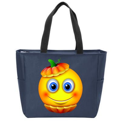 Pumpkin Smiley Emoji Zip Tote Bag