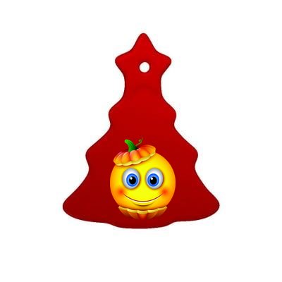 Pumpkin Smiley Emoji Ceramic Tree Ornament