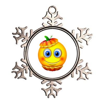 Pumpkin Smiley Emoji Metallic Star Ornament