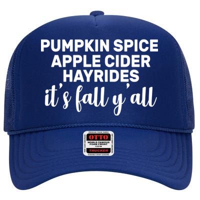  Pumpkin Spice It's Fall Y'all High Crown Mesh Back Trucker Hat