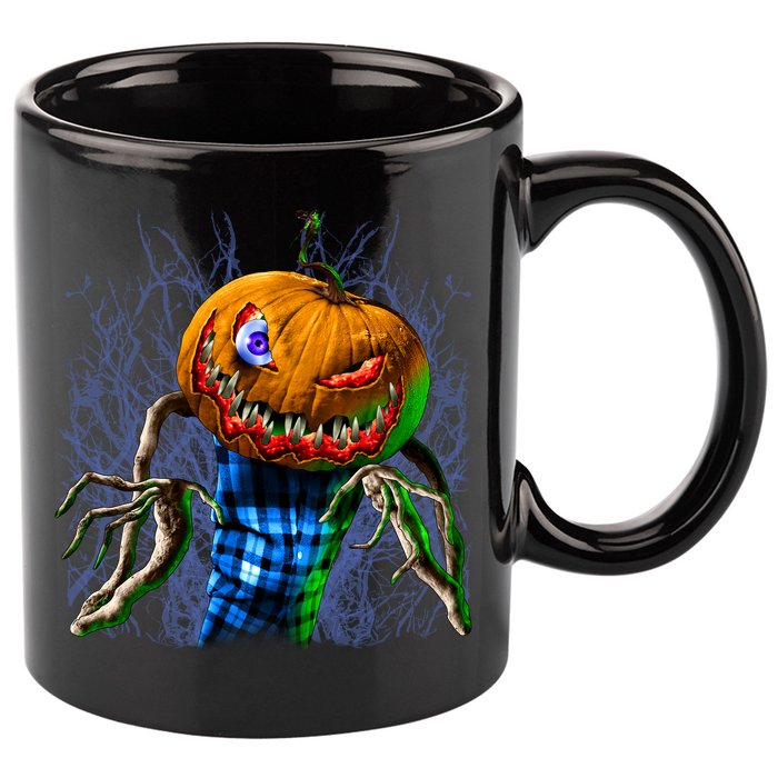Pumpkinhead Scarecrow Halloween 11oz C Handle Ceramic Mug
