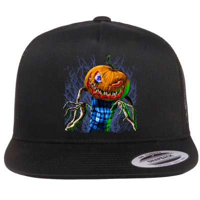 Pumpkinhead Scarecrow Halloween Flatbill Hat