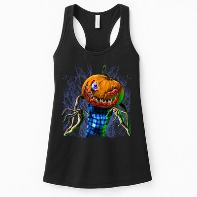 Pumpkinhead Scarecrow Halloween Womens Tank Top