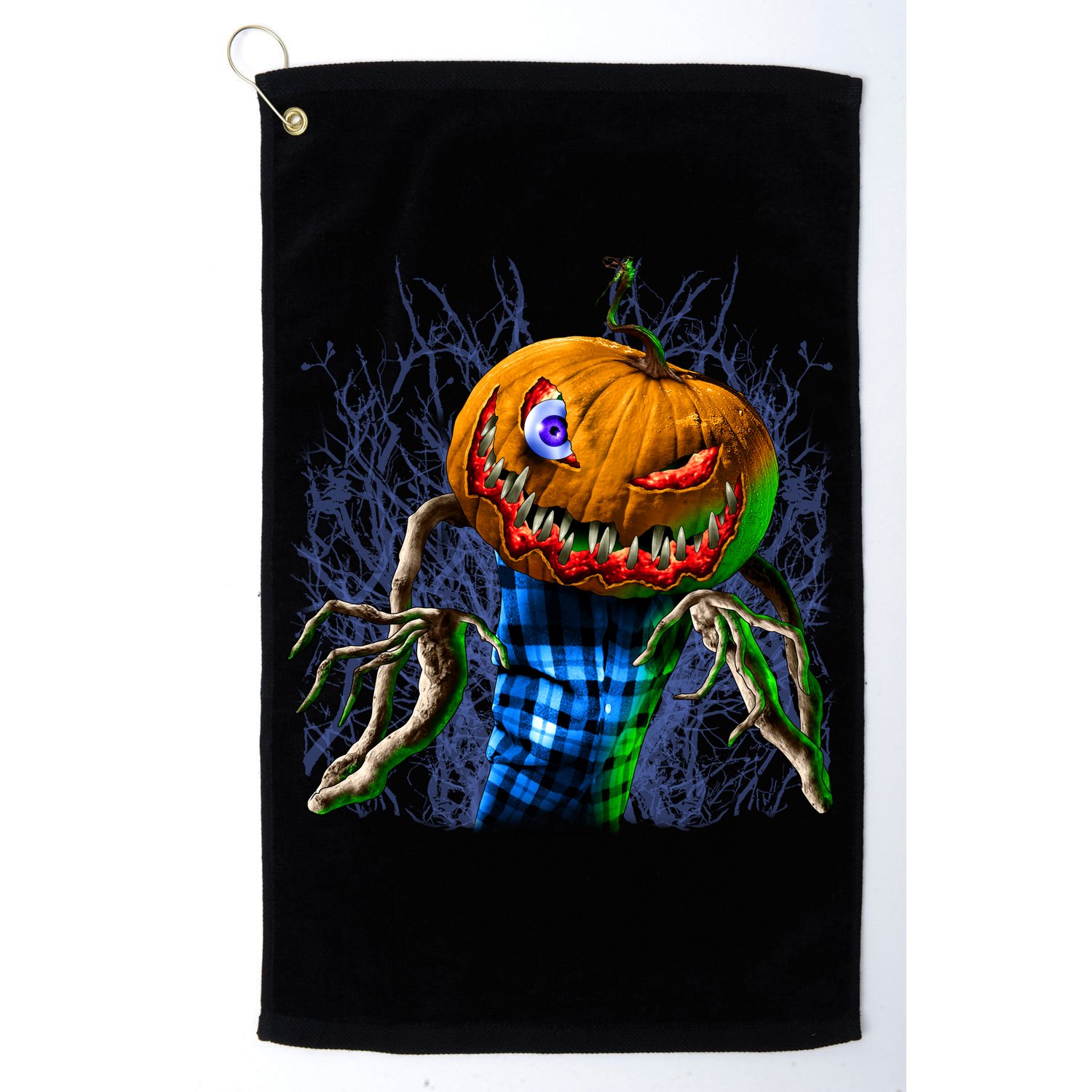 Pumpkinhead Scarecrow Halloween Golf Towel