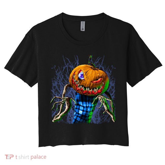 Pumpkinhead Scarecrow Halloween Crop Top